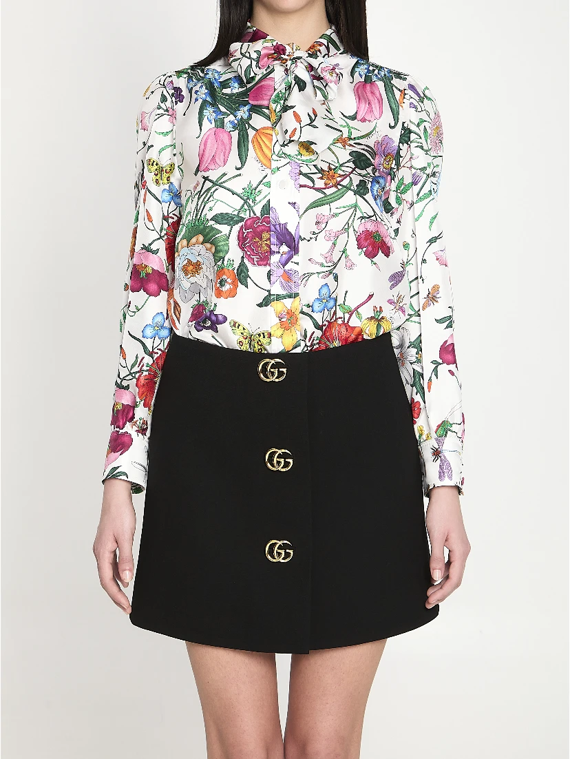 Printed silk twill shirt