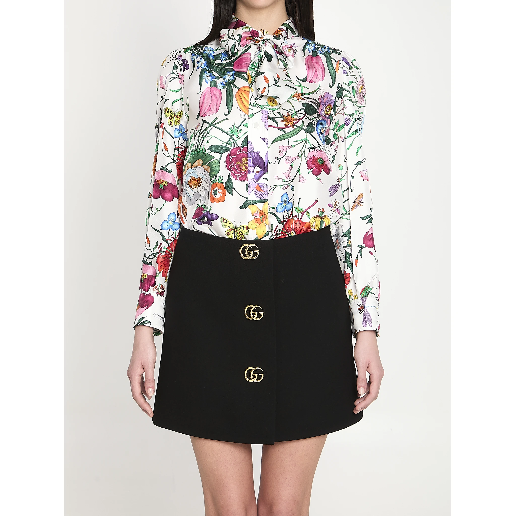 Printed silk twill shirt