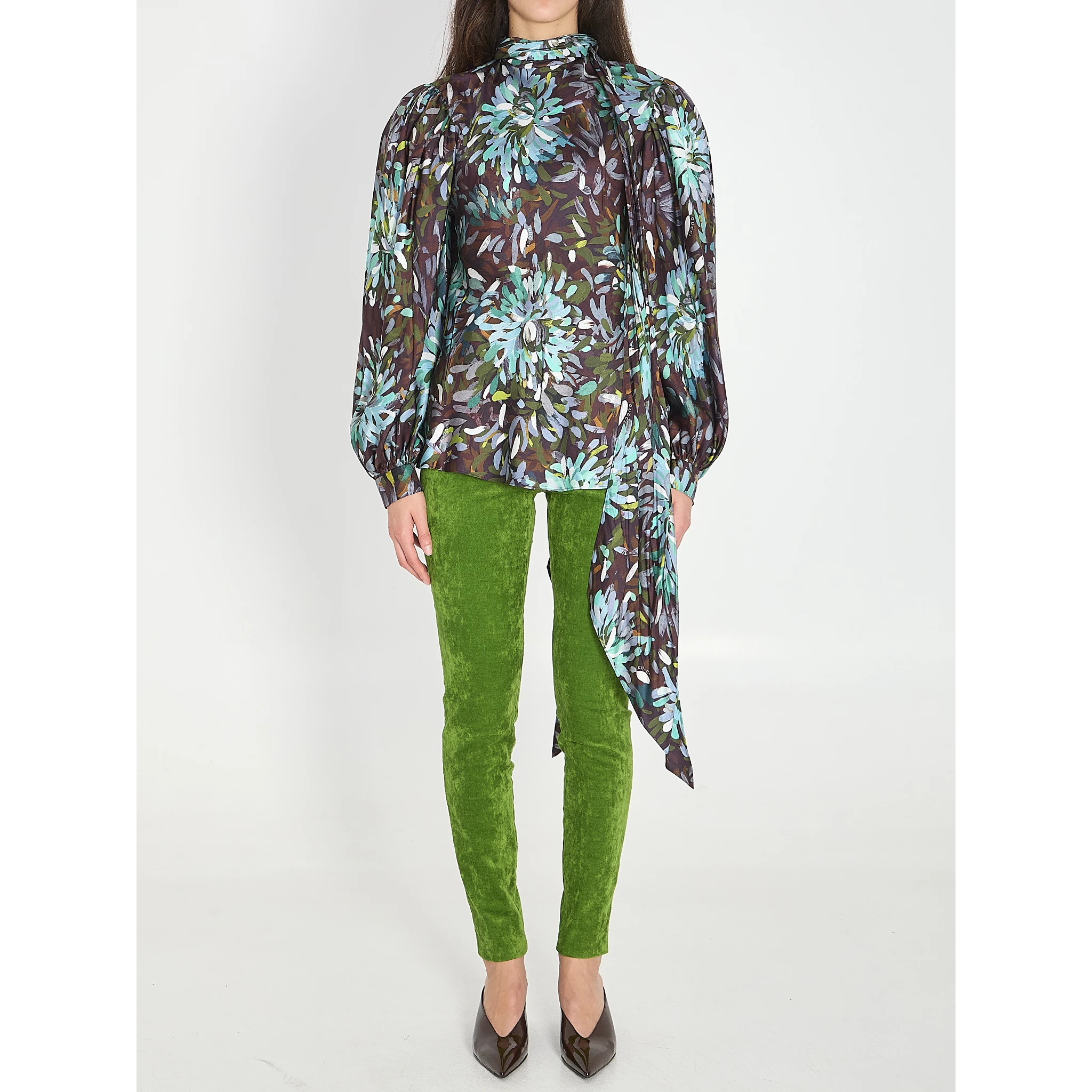 Printed silk twill shirt