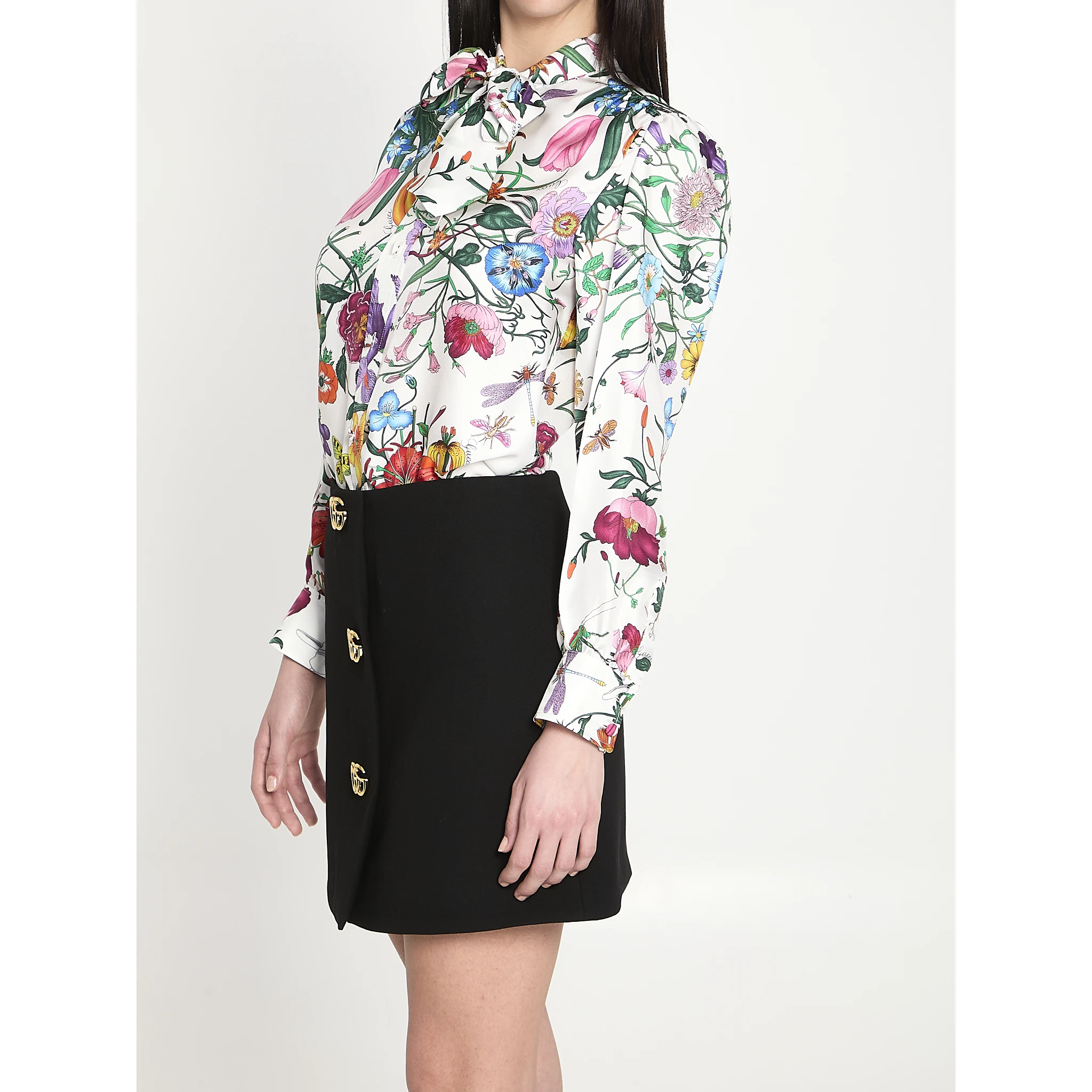 Printed silk twill shirt