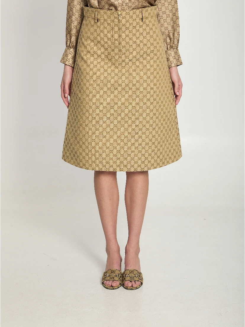 GG cotton canvas fabric skirt