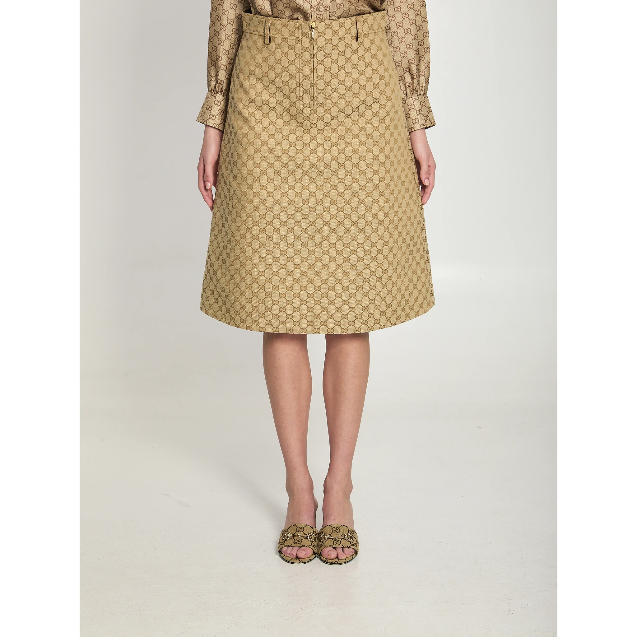 GG cotton canvas fabric skirt