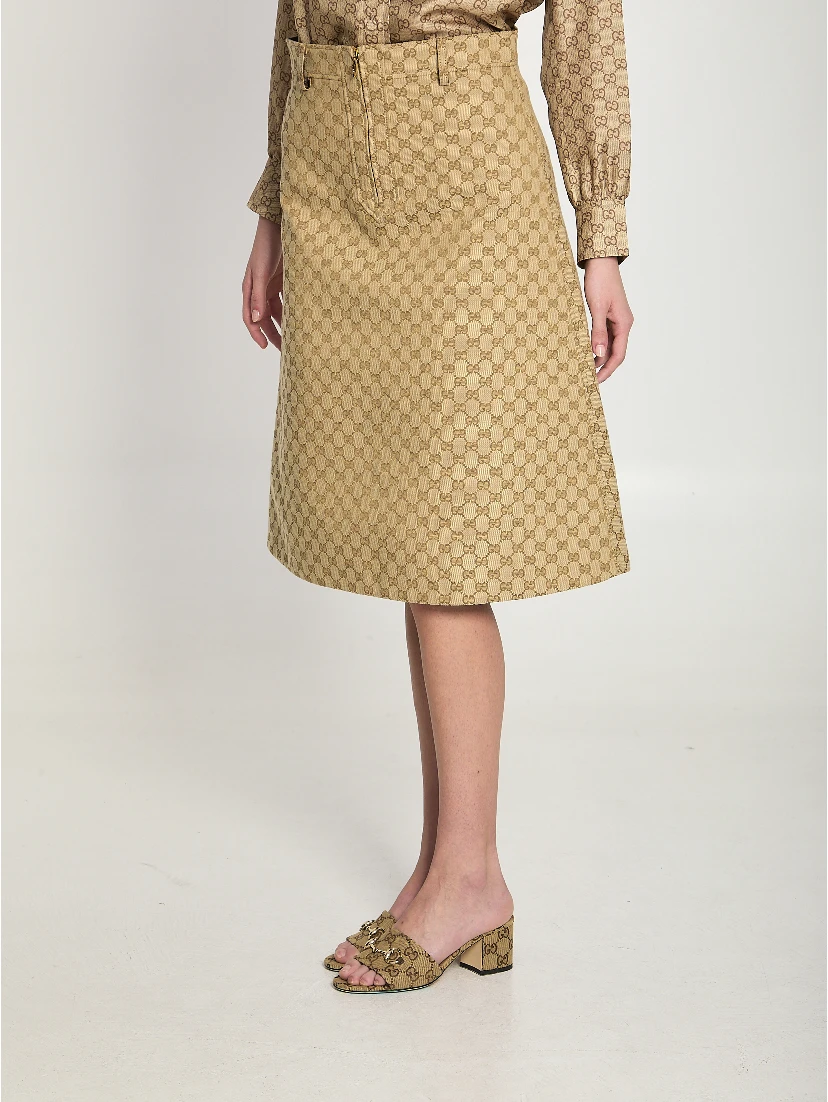 GG cotton canvas fabric skirt