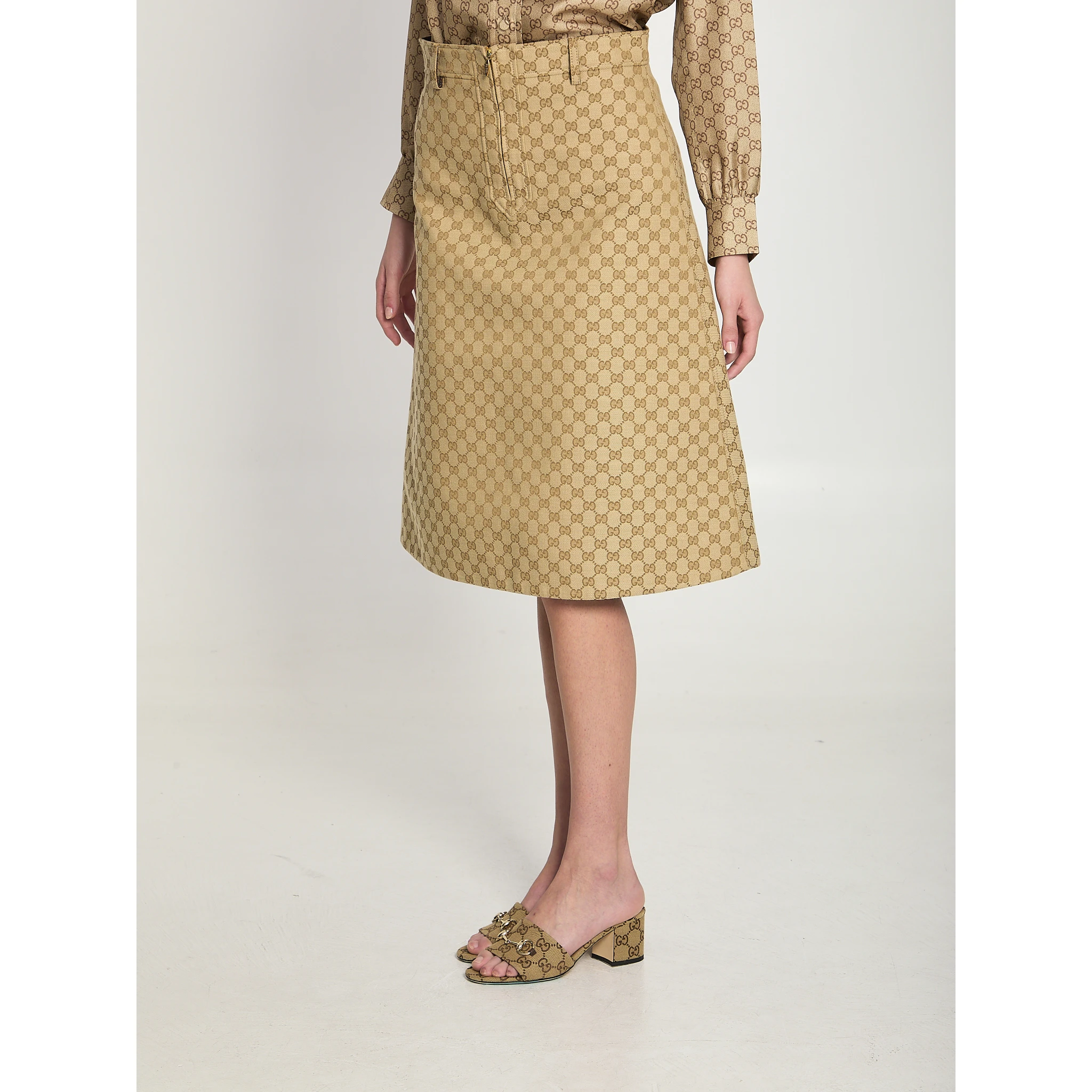 GG cotton canvas fabric skirt