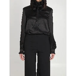 Silk satin shirt with bow