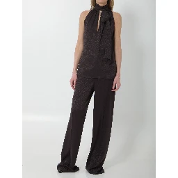 Silk jacquard pant with Horsebit