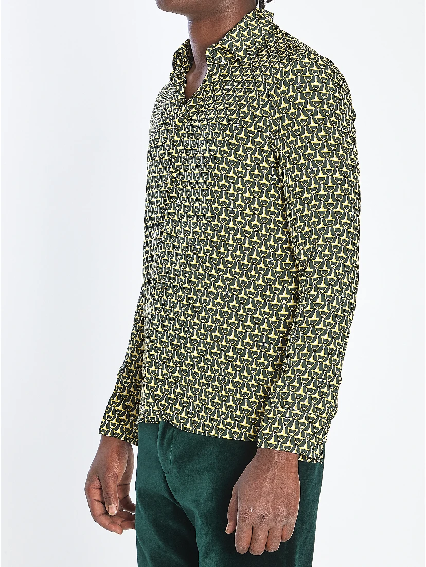 Silk shirt with Horsebit print