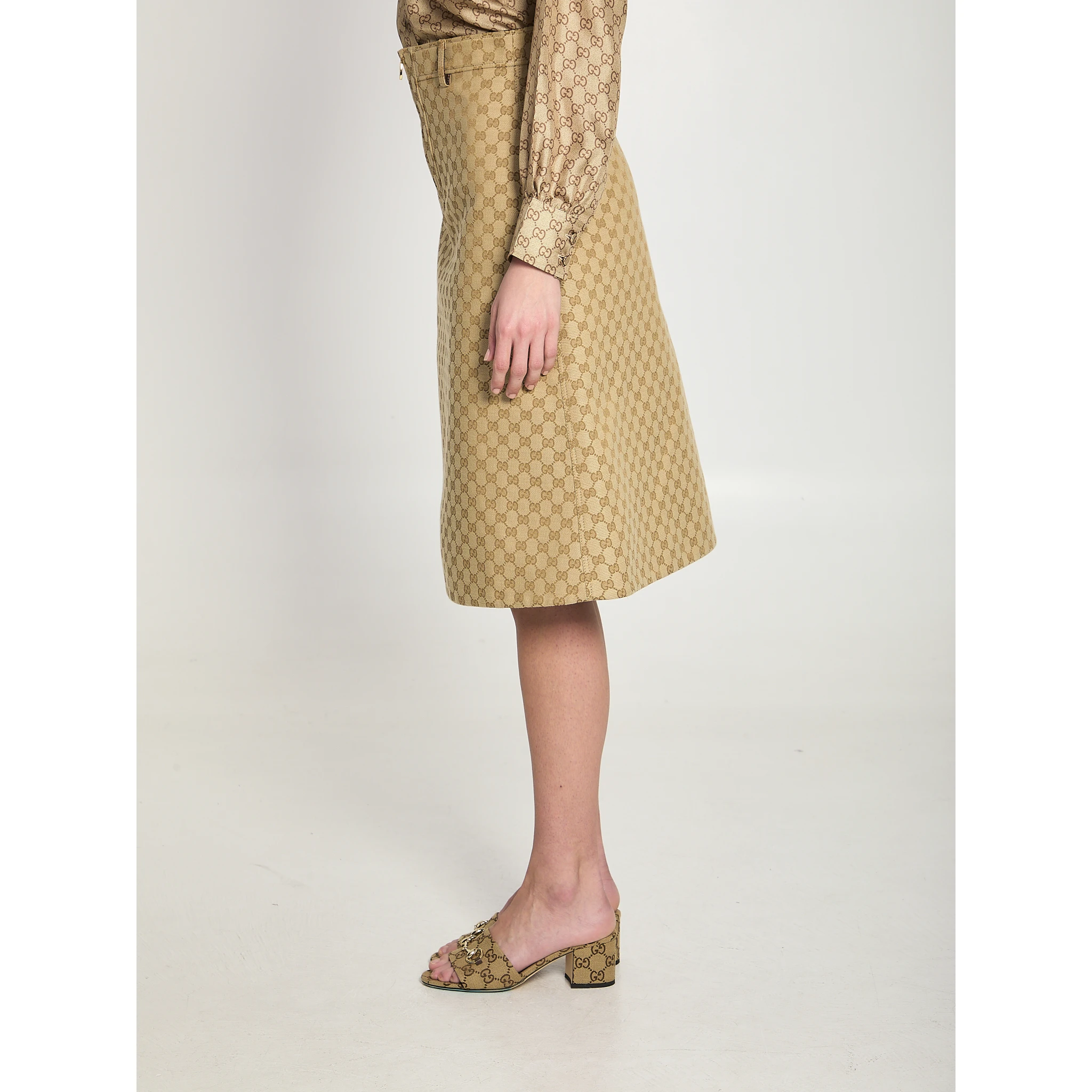 GG cotton canvas fabric skirt