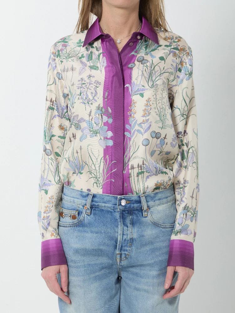 Printed silk twill shirt