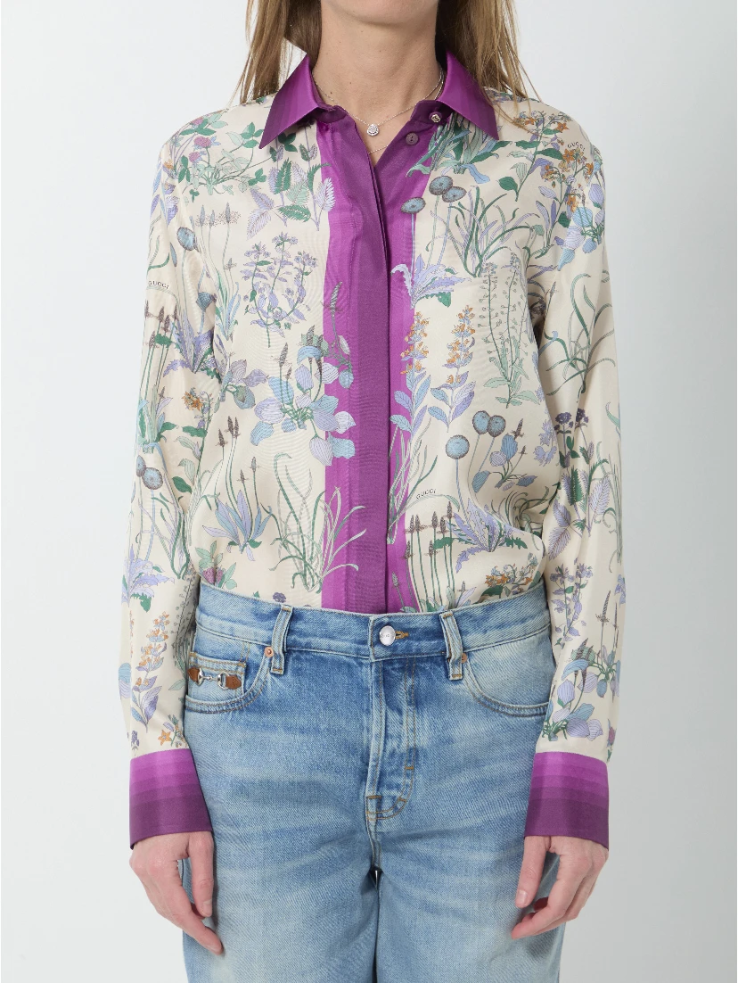 Printed silk twill shirt