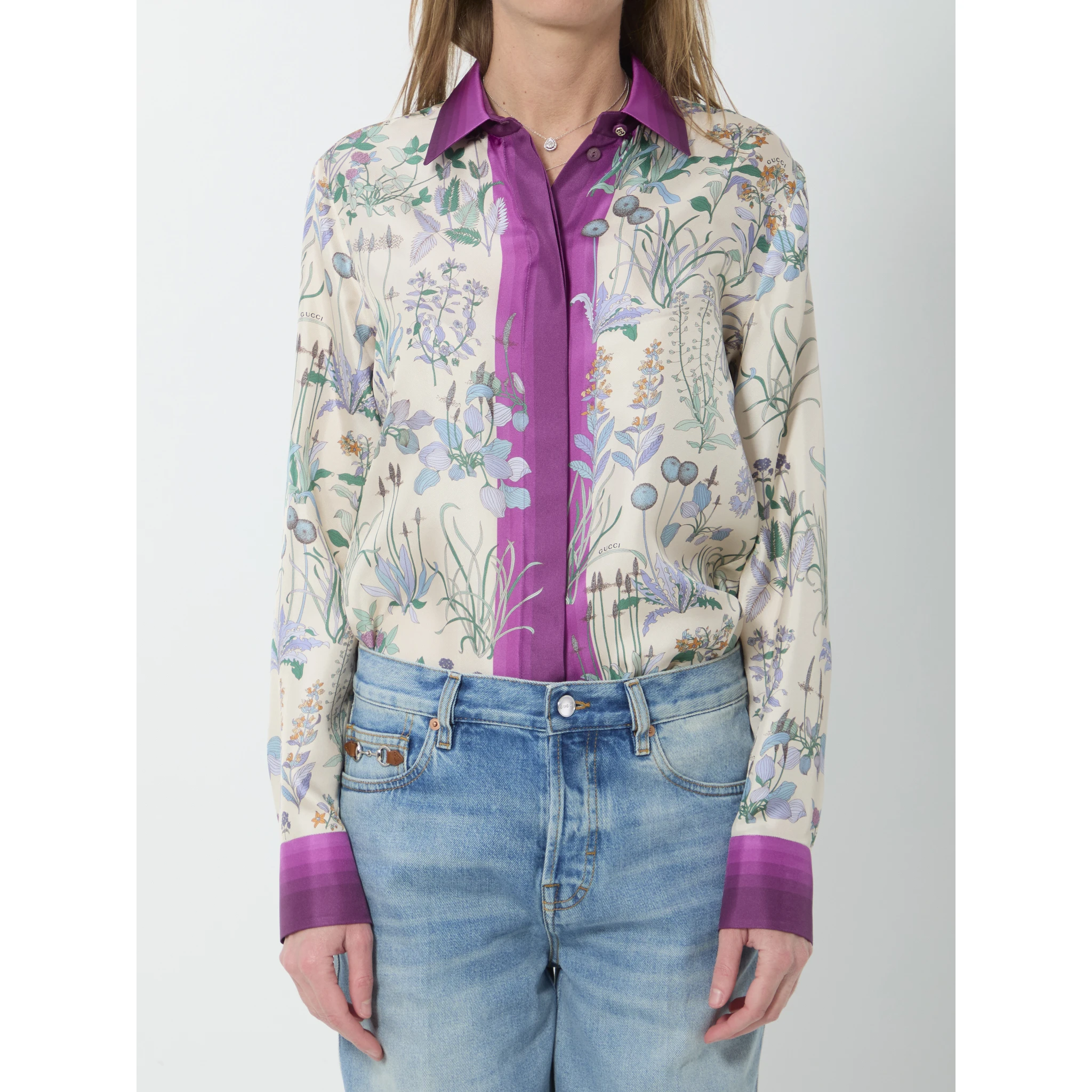Printed silk twill shirt