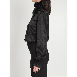 Silk satin shirt with bow