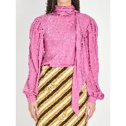 Silk twill shirt with ribbon