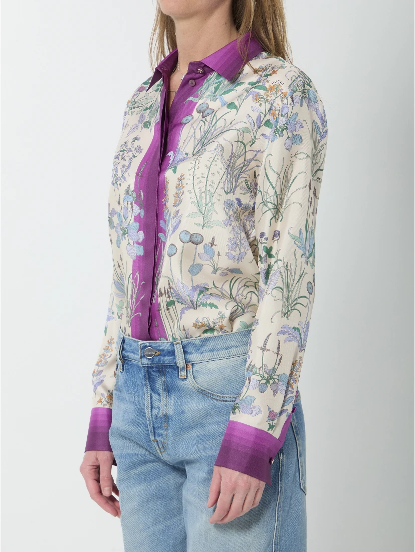 Printed silk twill shirt