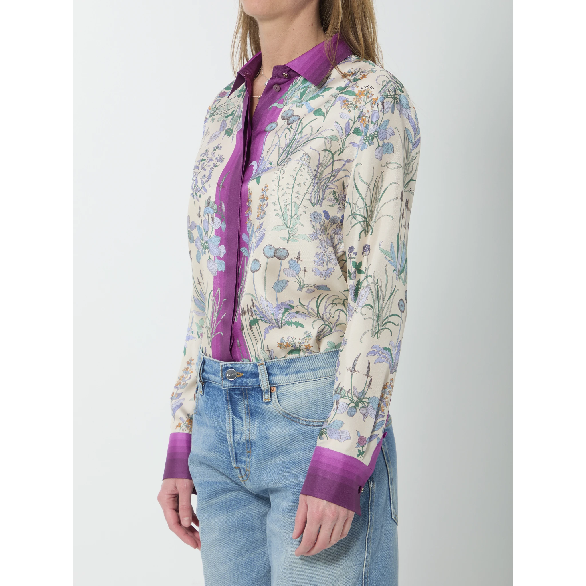 Printed silk twill shirt