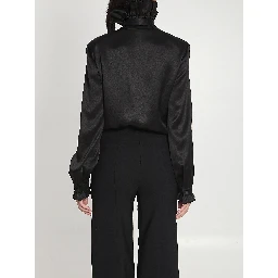 Silk satin shirt with bow