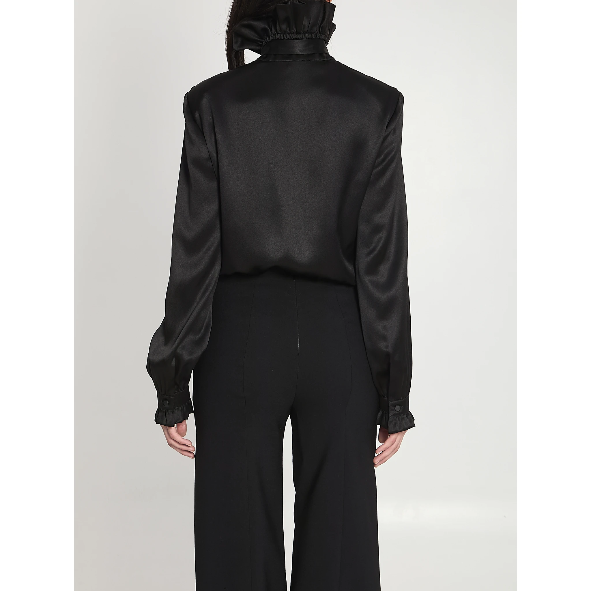 Silk satin shirt with bow