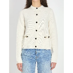 Cashmere wool cardigan with Morsetto