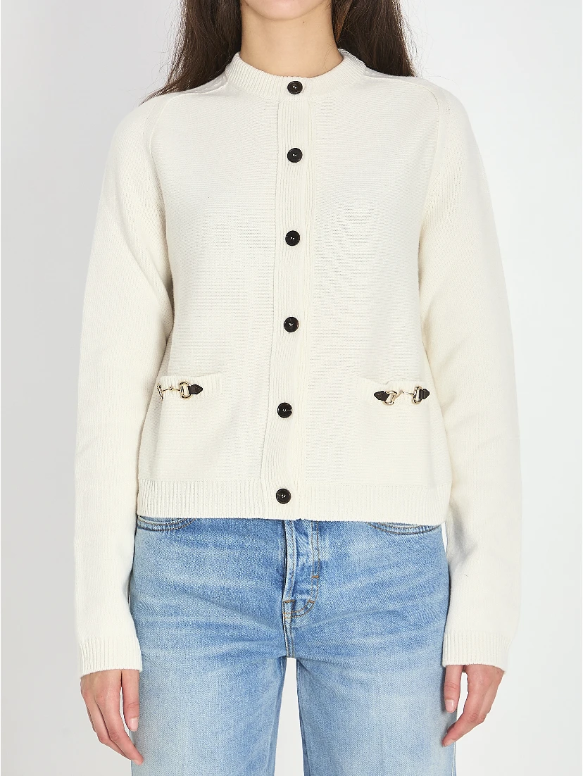Cashmere wool cardigan with Morsetto