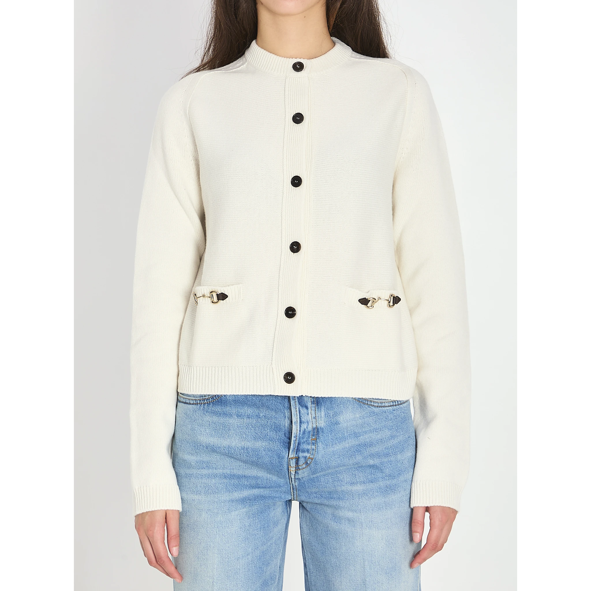 Cashmere wool cardigan with Morsetto