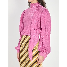 Silk twill shirt with ribbon