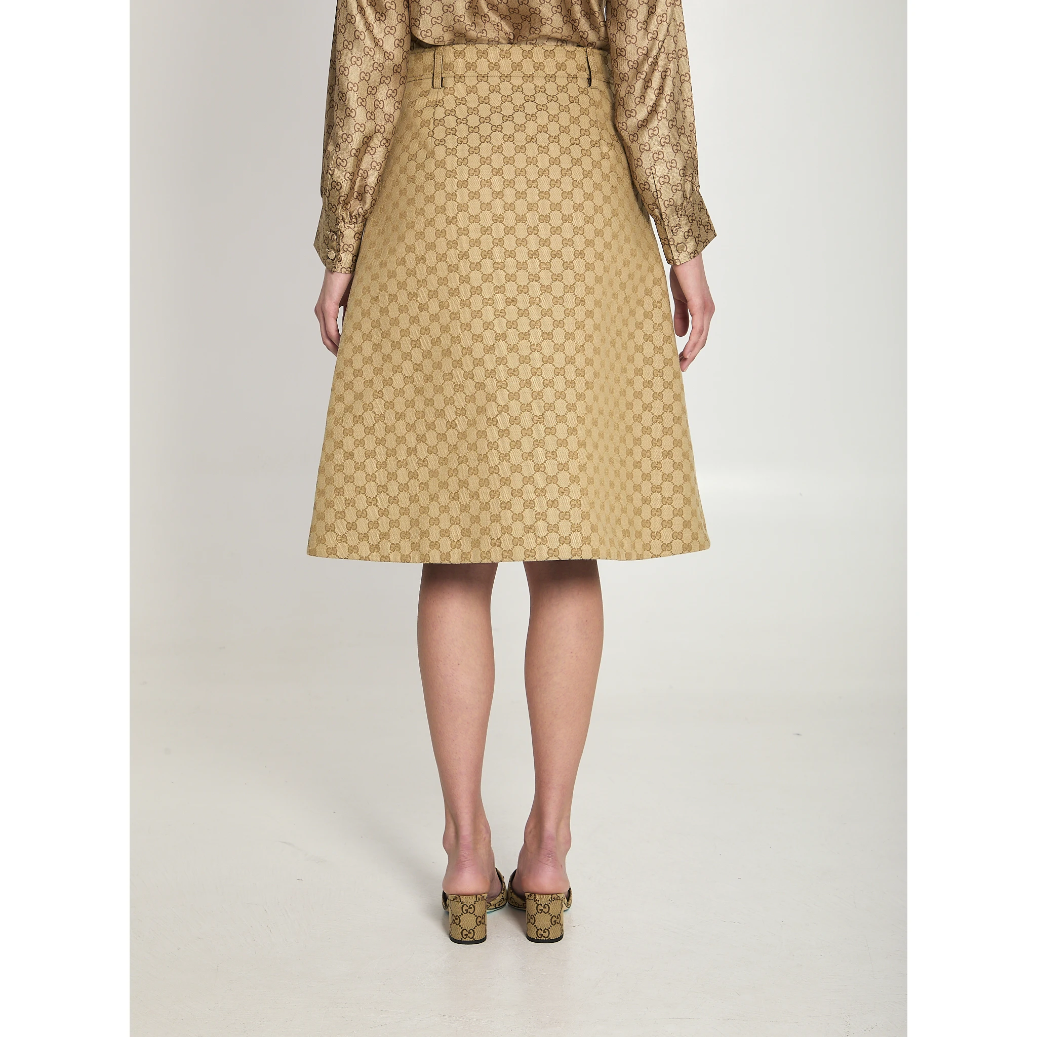 GG cotton canvas fabric skirt