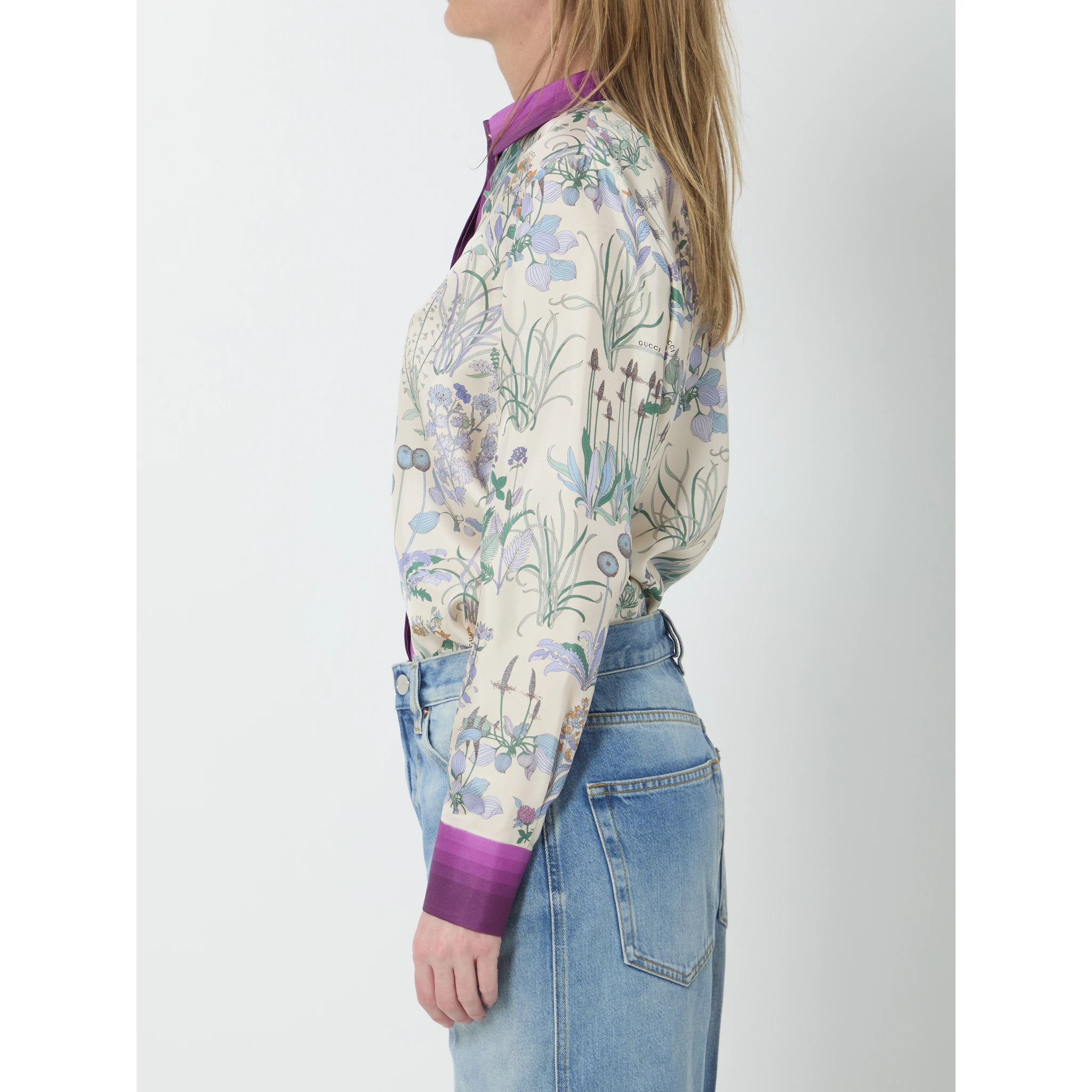 Printed silk twill shirt