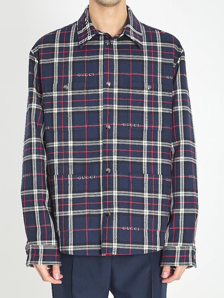 Check quilted overshirt