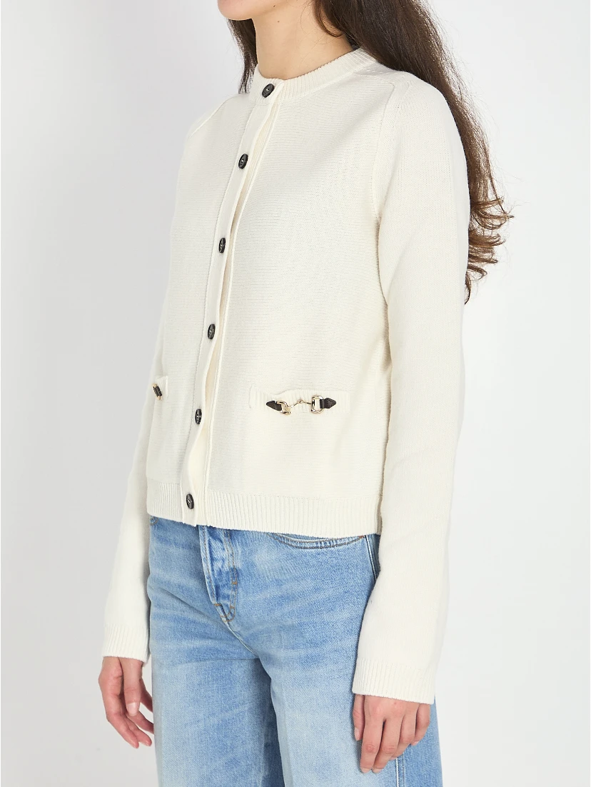 Cashmere wool cardigan with Morsetto