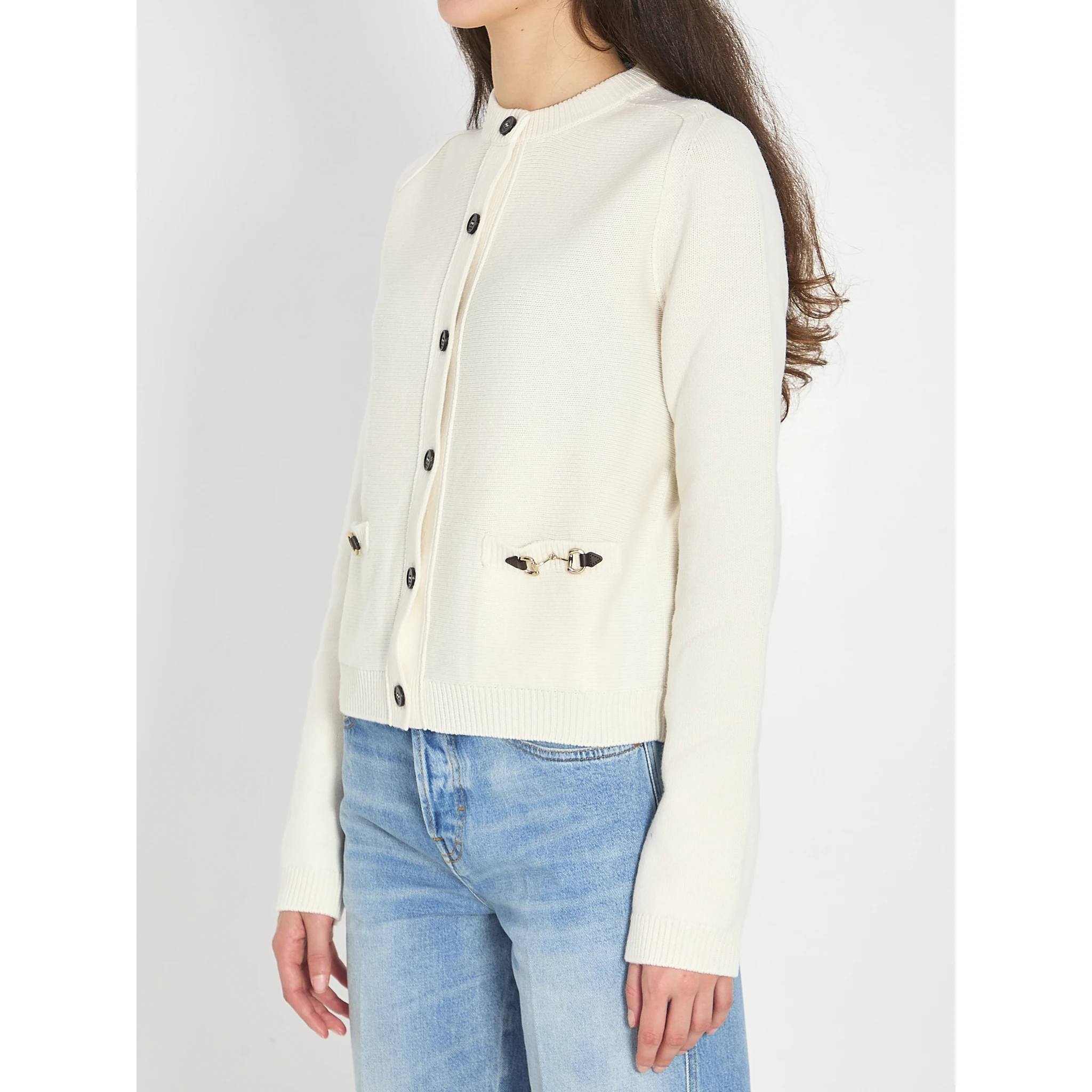 Cashmere wool cardigan with Morsetto