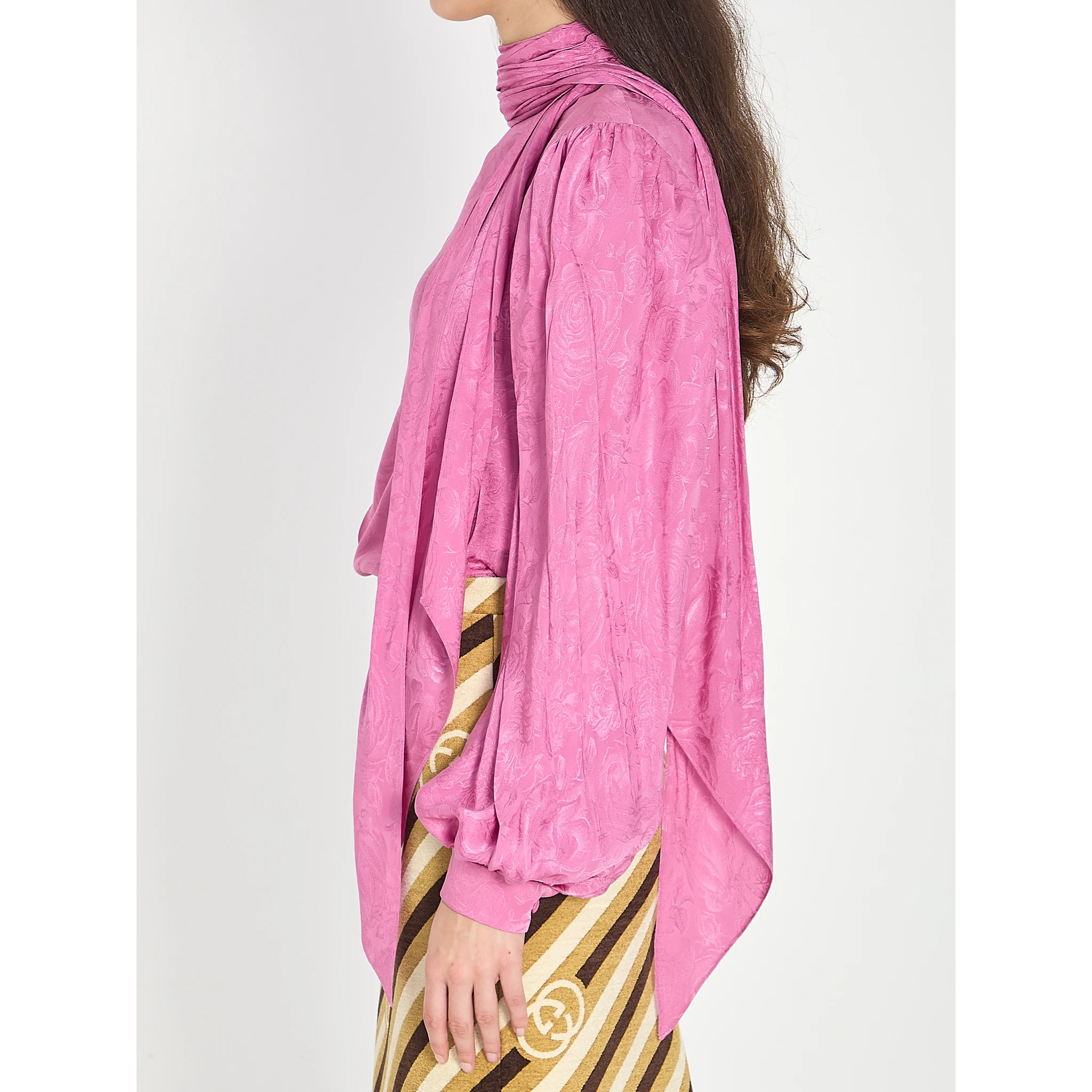 Silk twill shirt with ribbon