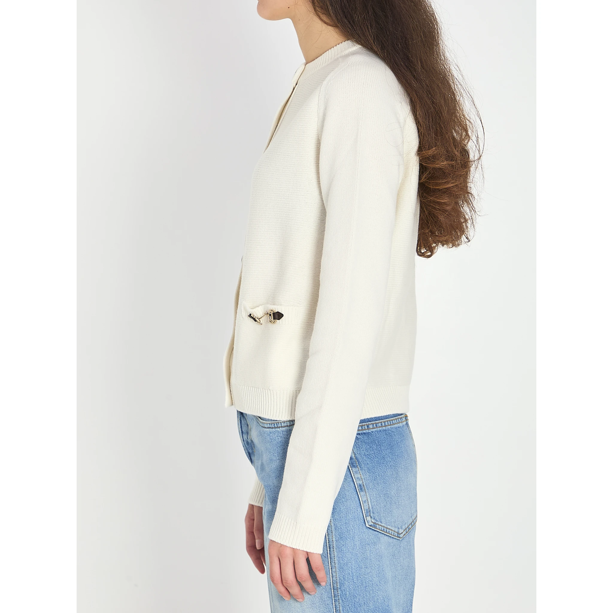 Cashmere wool cardigan with Morsetto