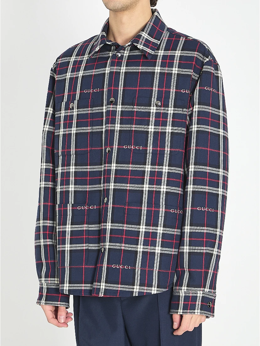 Check quilted overshirt