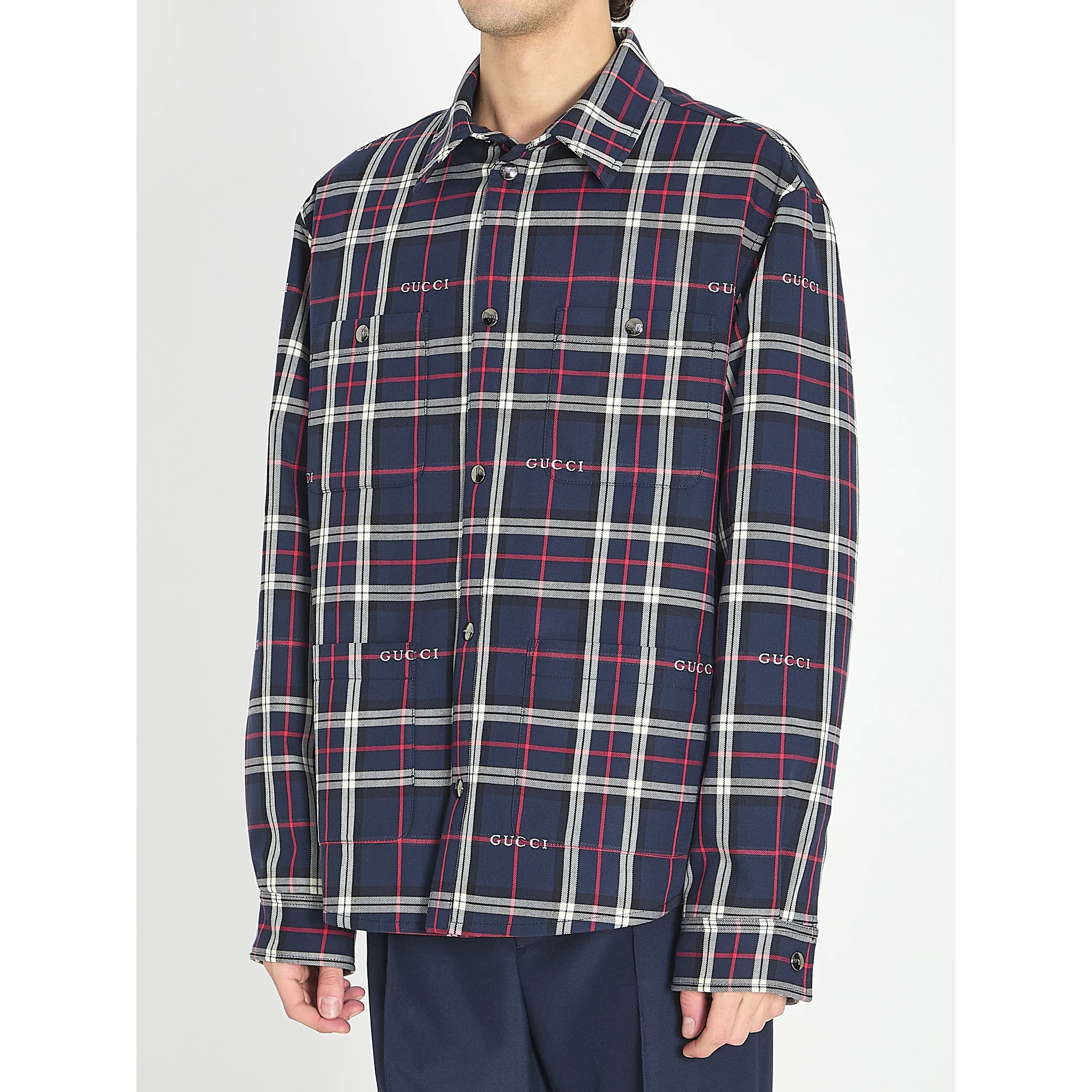 Check quilted overshirt