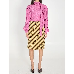 Silk twill shirt with ribbon