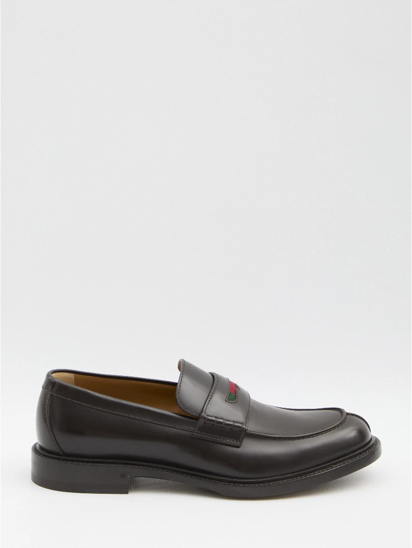 Black leather loafer