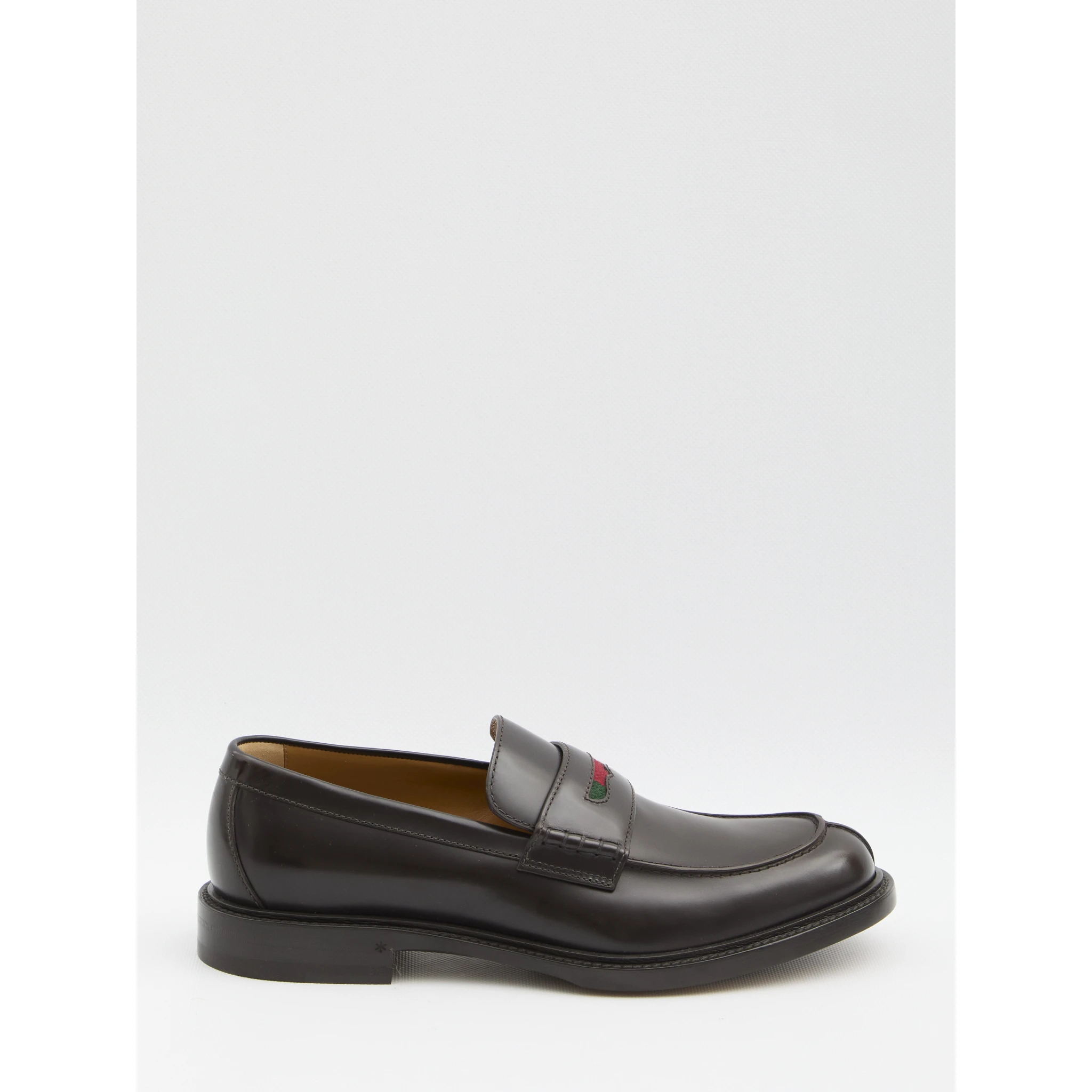 Black leather loafer