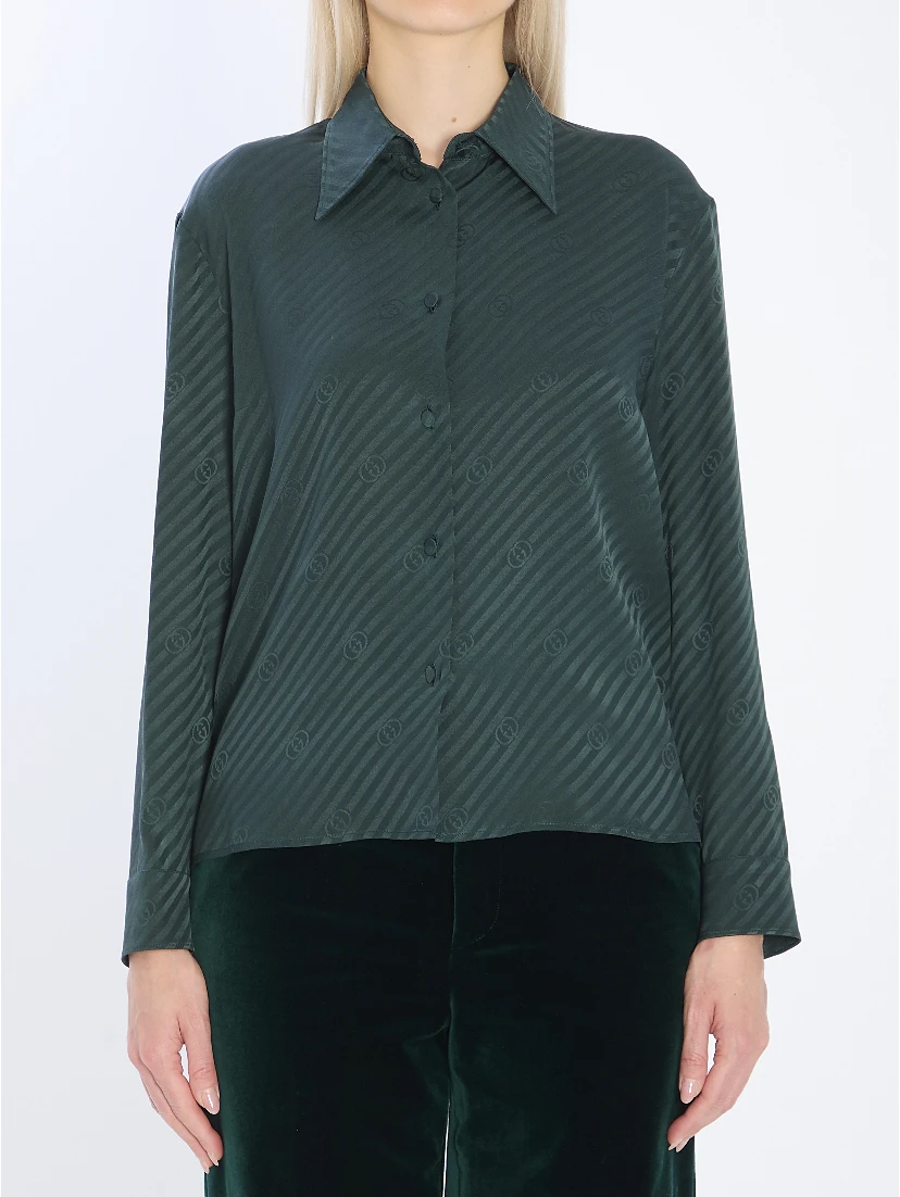 GG Interlocking jacquard silk shirt