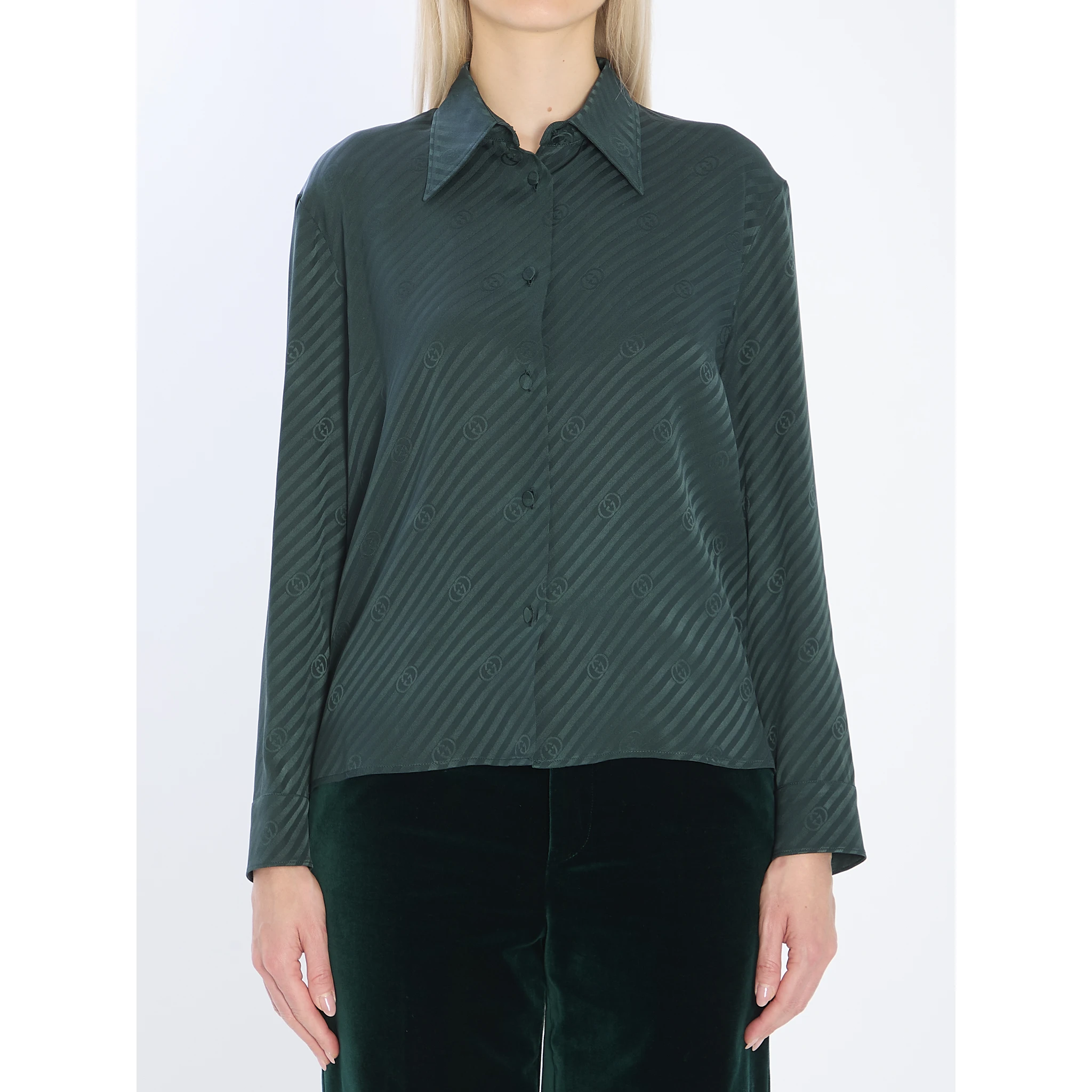 GG Interlocking jacquard silk shirt