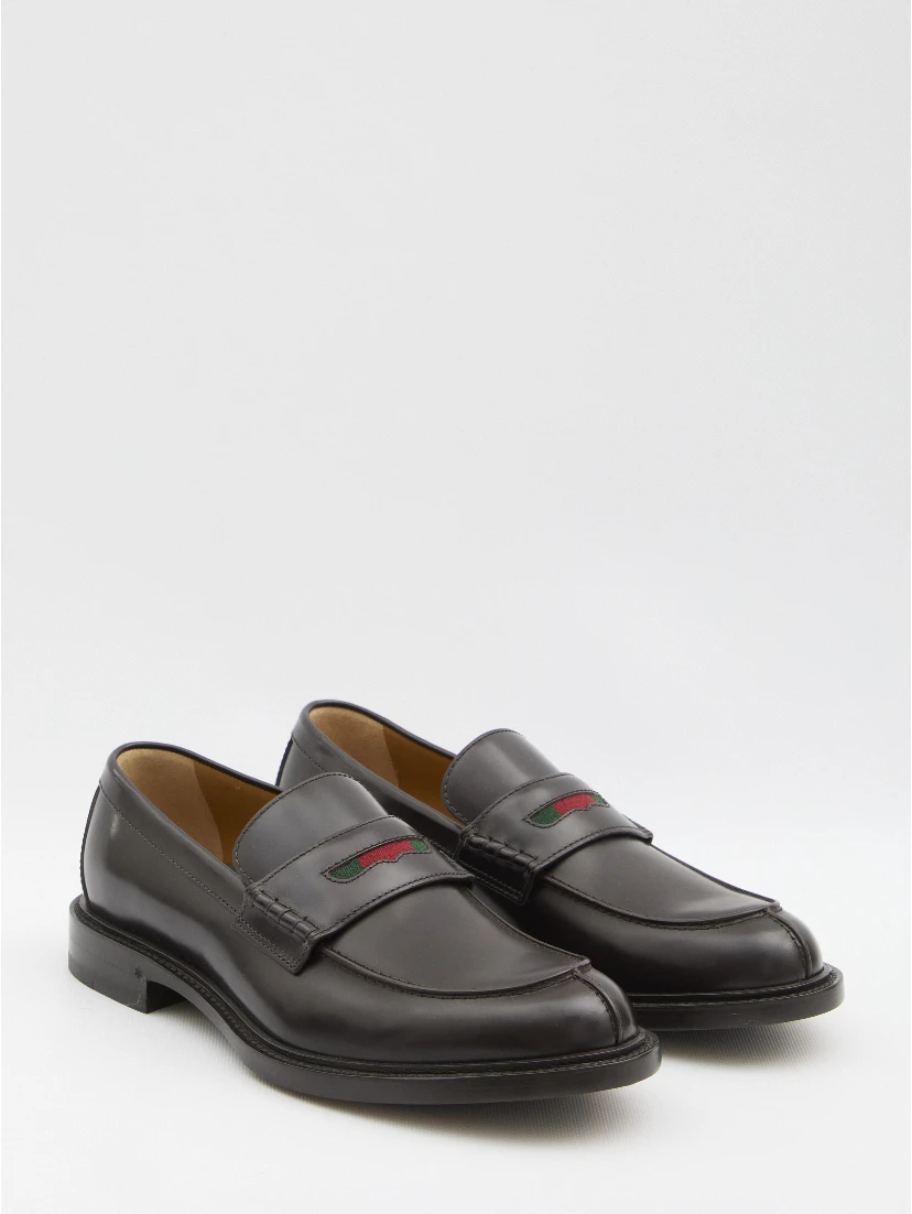 Black leather loafer