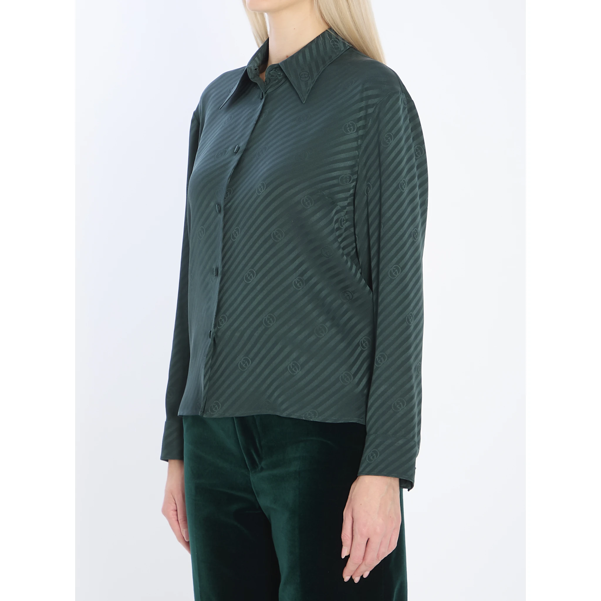 GG Interlocking jacquard silk shirt