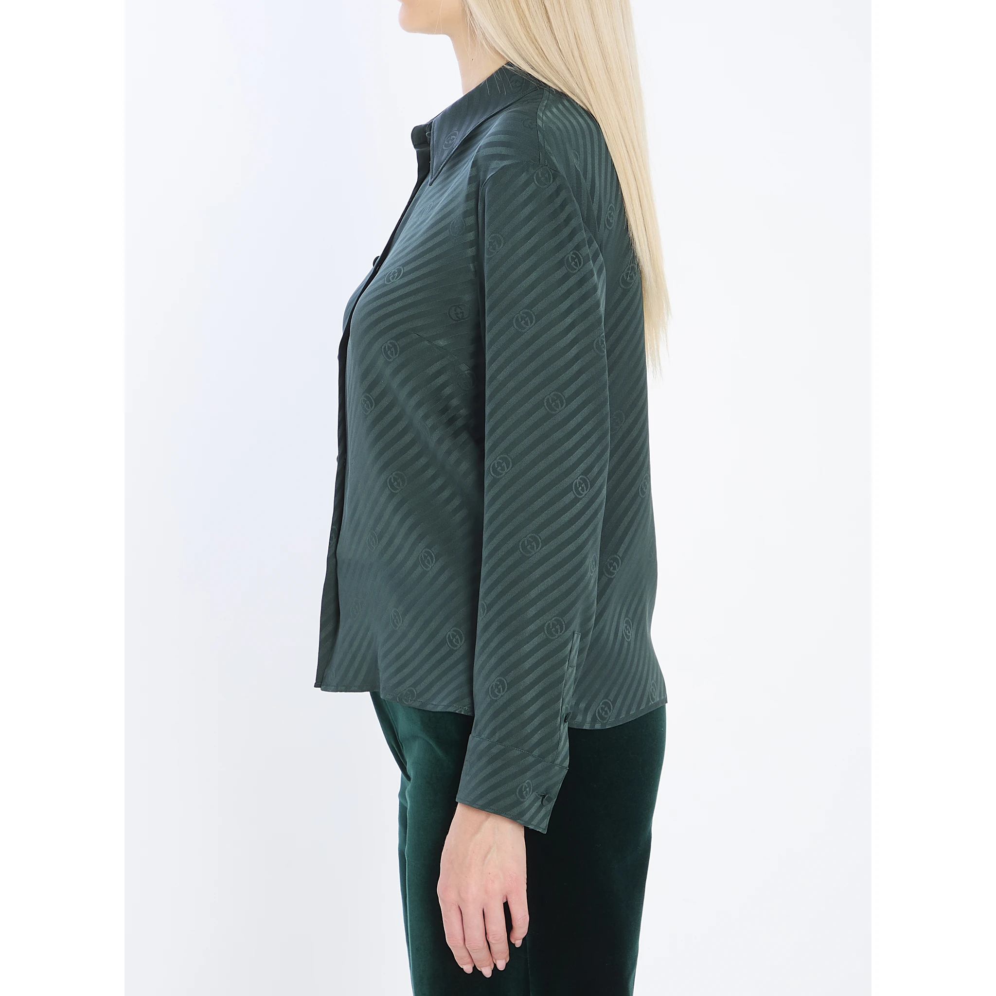 GG Interlocking jacquard silk shirt