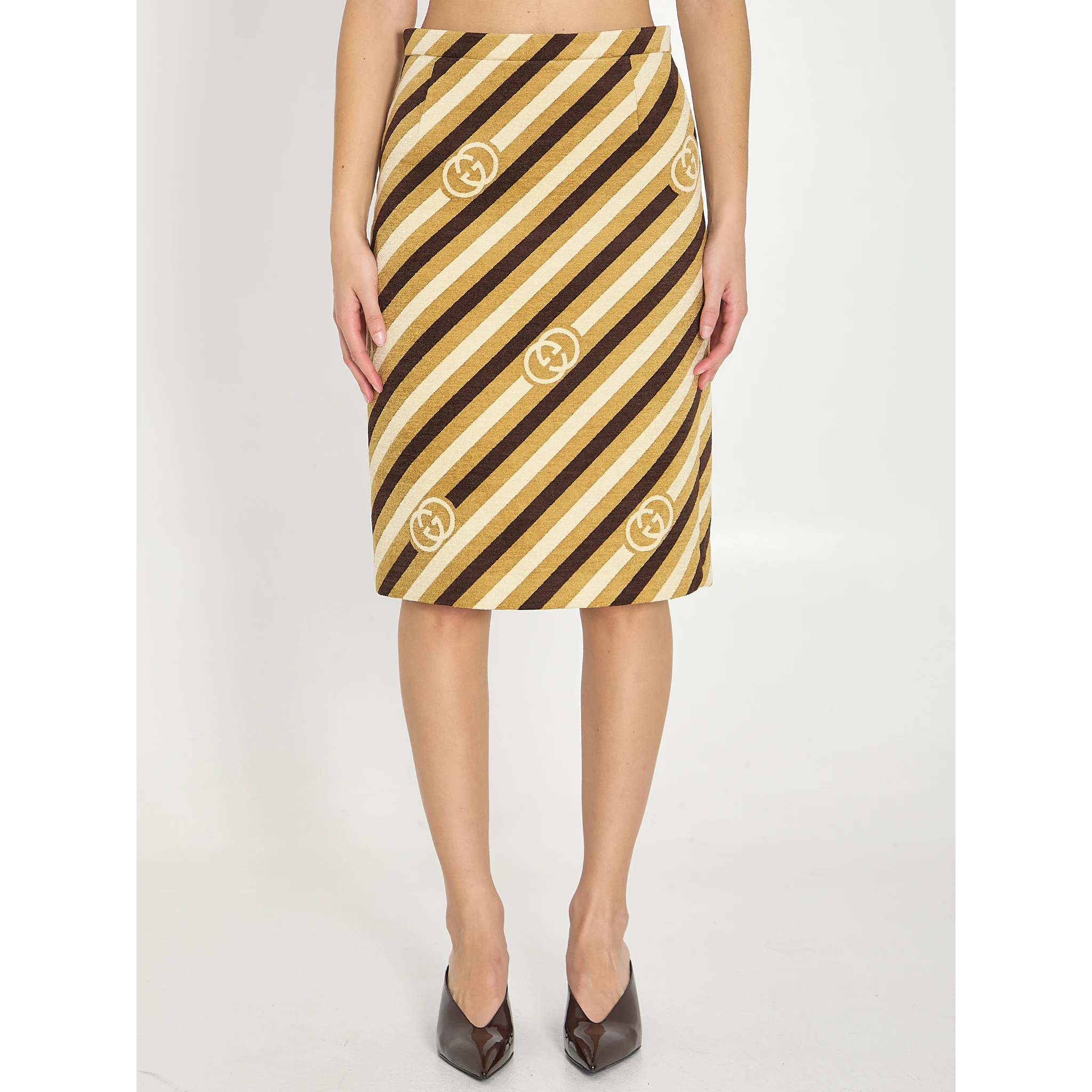 Diagonal GG longuette skirt