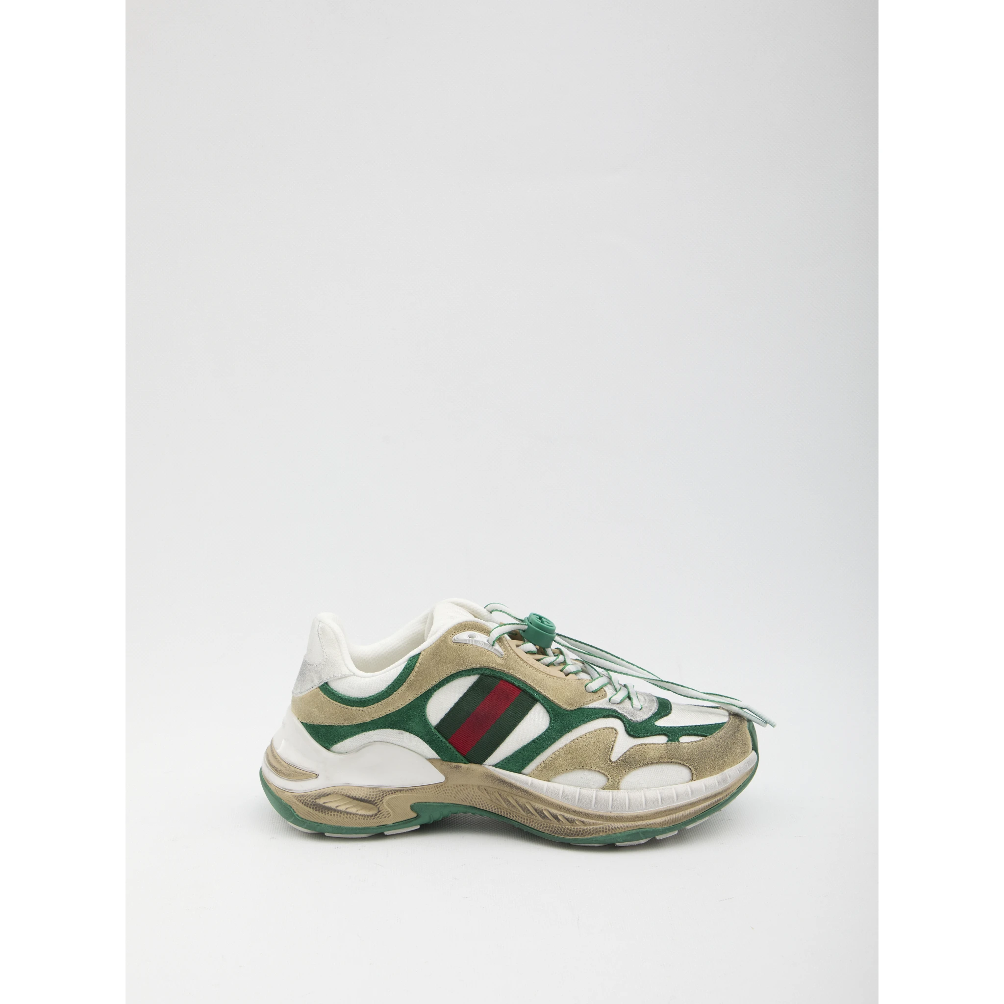 Drawstring leather sneakers