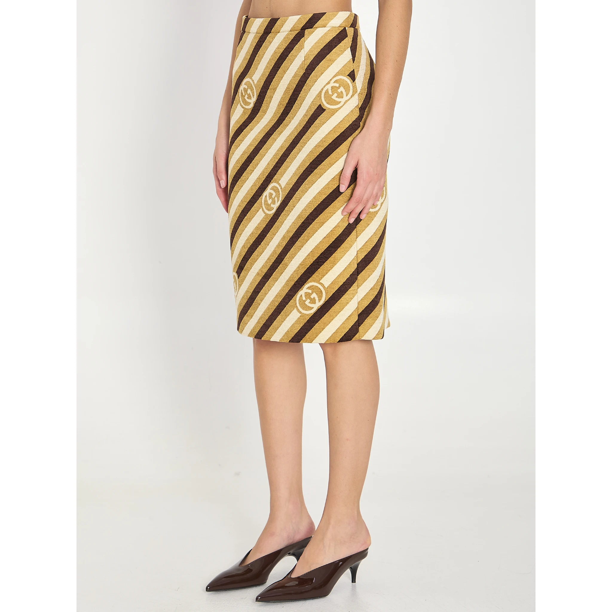 Diagonal GG longuette skirt