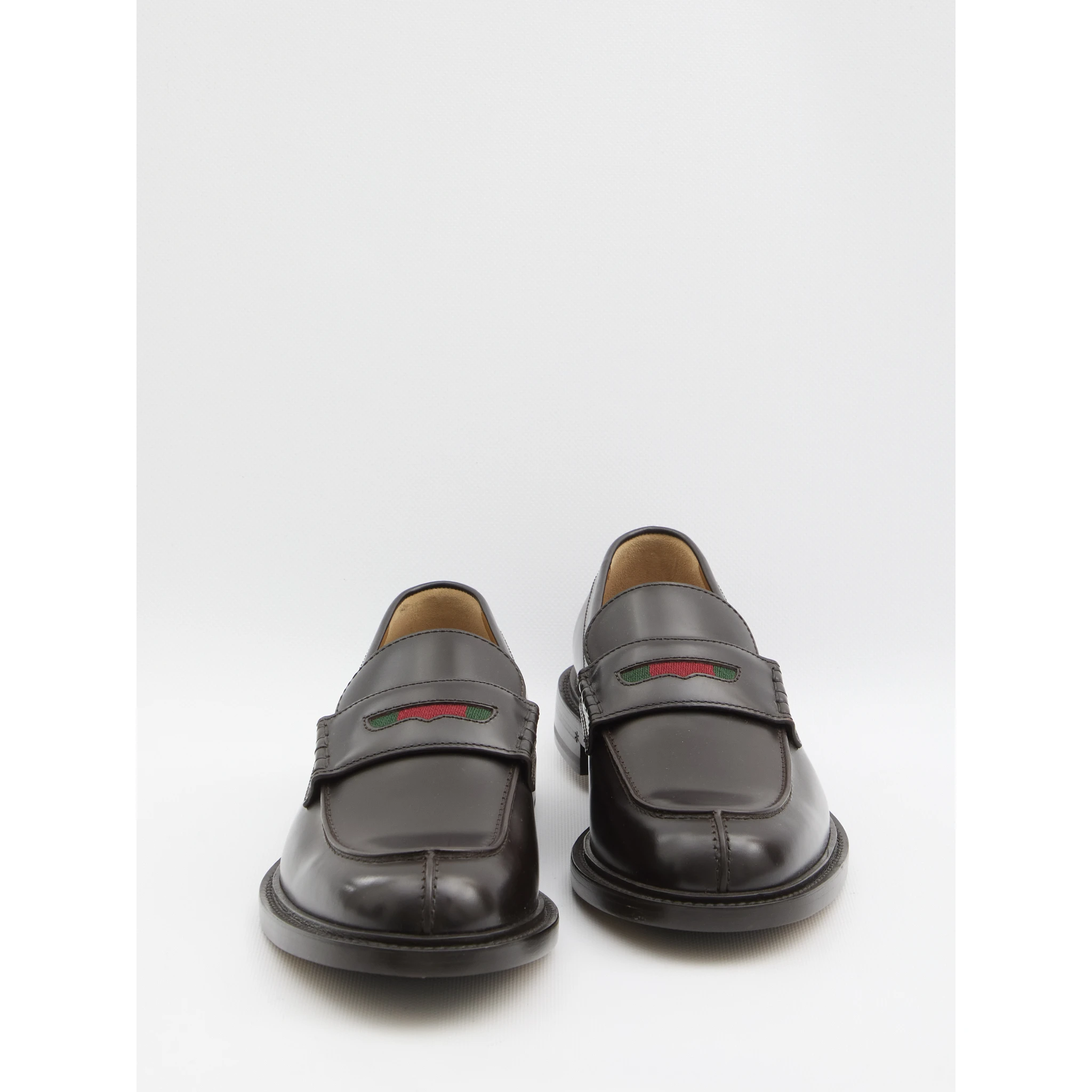 Black leather loafer
