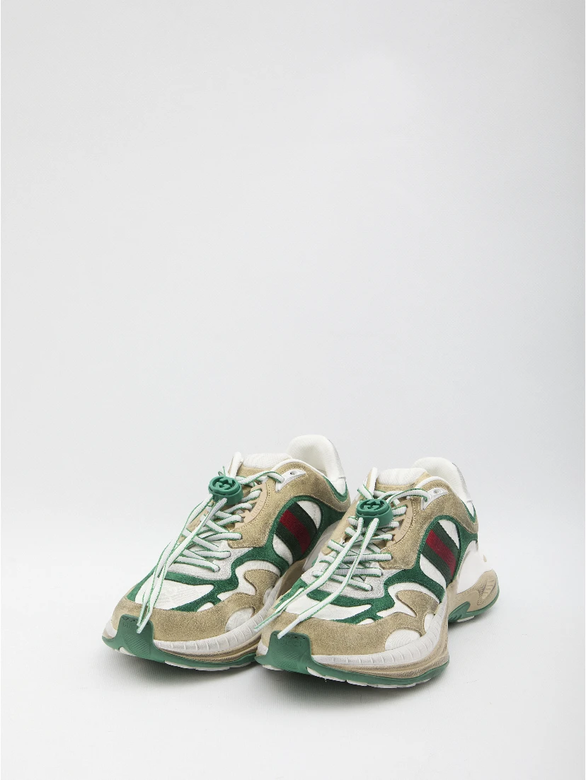 Drawstring leather sneakers