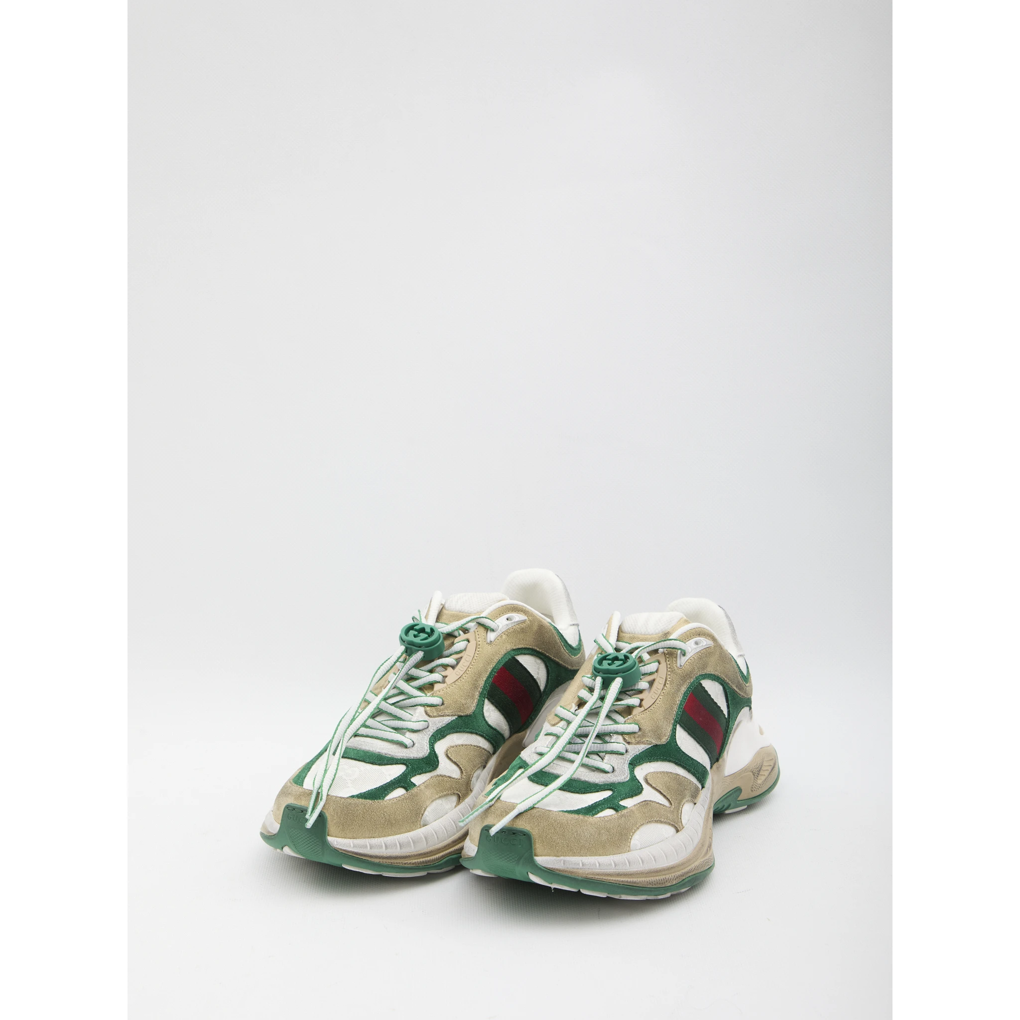 Drawstring leather sneakers