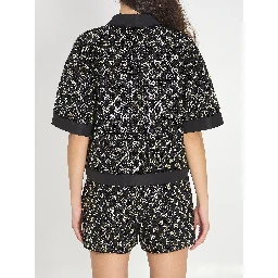 Embroidered lamé wool tweed shorts