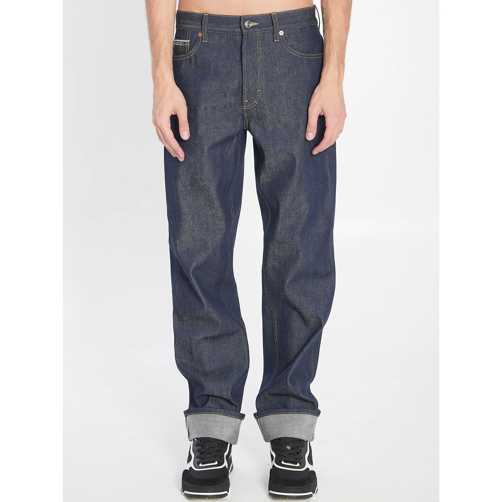 Denim trousers with hem details